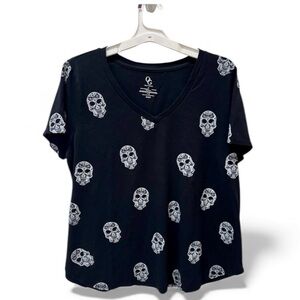 ORGANIC GENERATION Halloween Skull T-shirt size 2X black 100% cotton